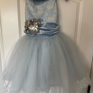 Elegant Blue Lace and Tulle Dress